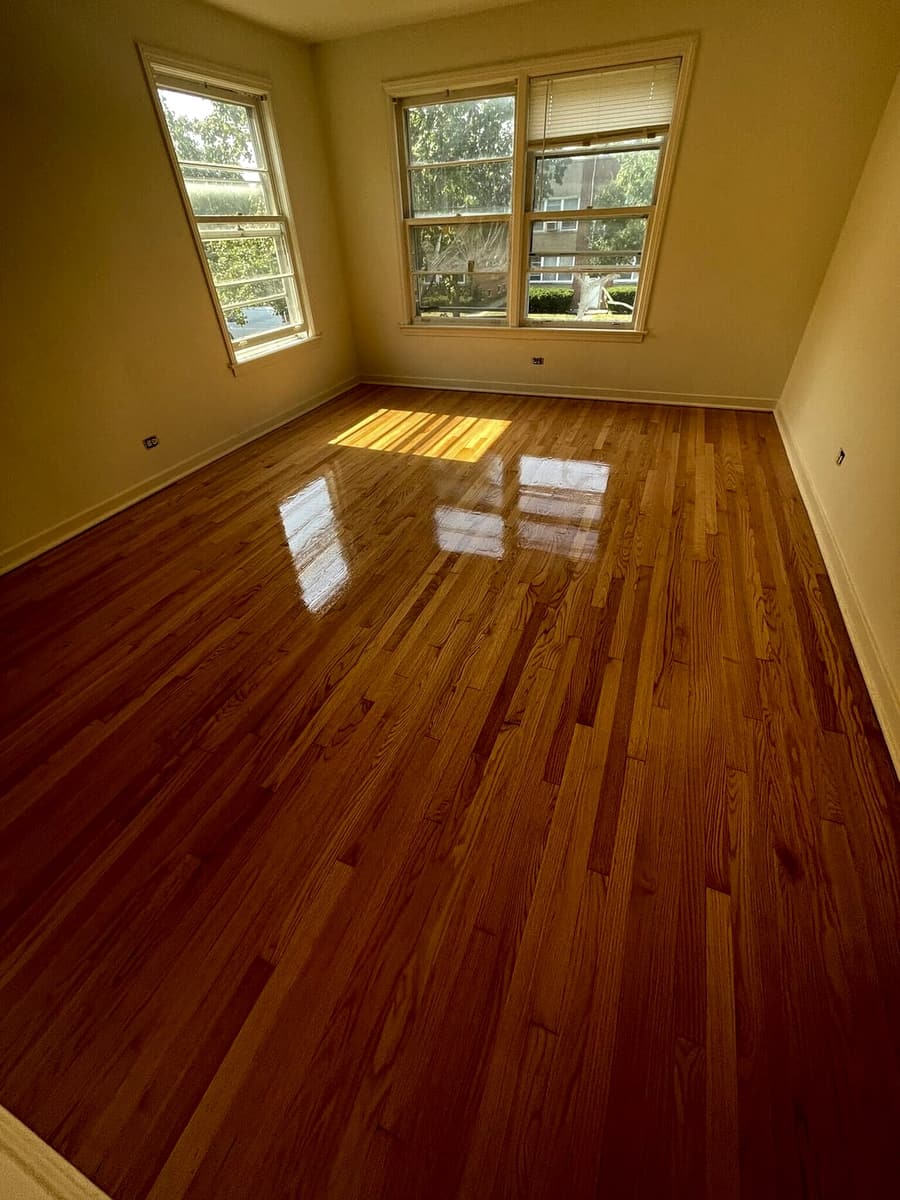 Refinished natural oak hardwood flooring